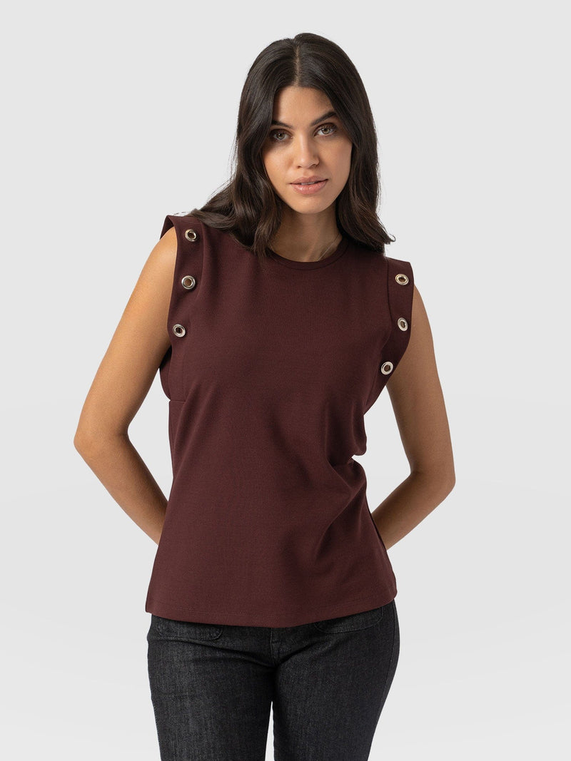 Rowan Tee Maroon Eyelet - Women's T-Shirts | Saint + Sofia® EU