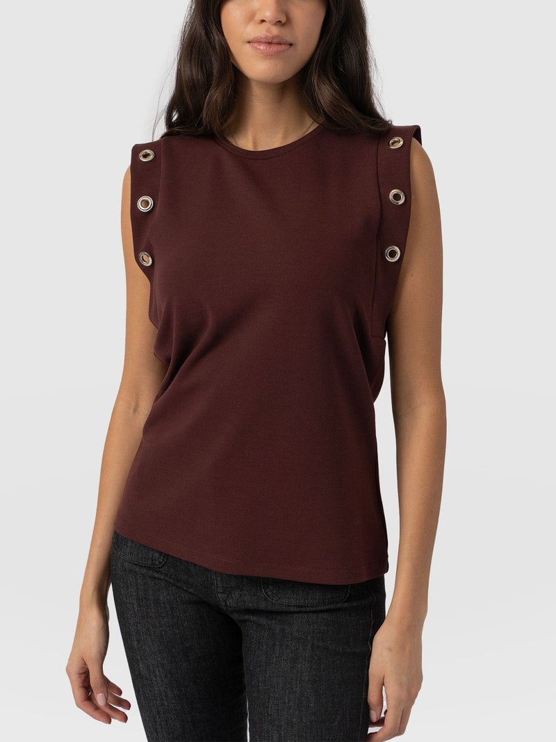 Rowan Tee Maroon Eyelet - Women's T-Shirts | Saint + Sofia® EU