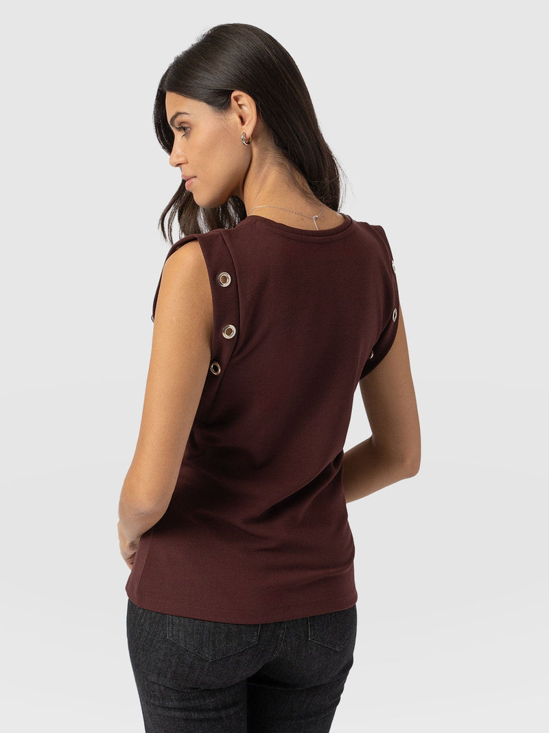 Rowan Tee Maroon Eyelet - Women's T-Shirts | Saint + Sofia® EU