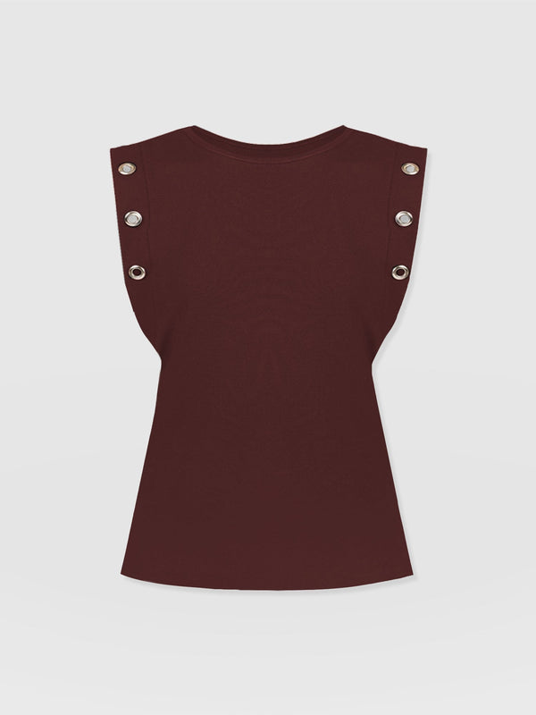 Rowan Tee Maroon Eyelet - Women's T-Shirts | Saint + Sofia® EU