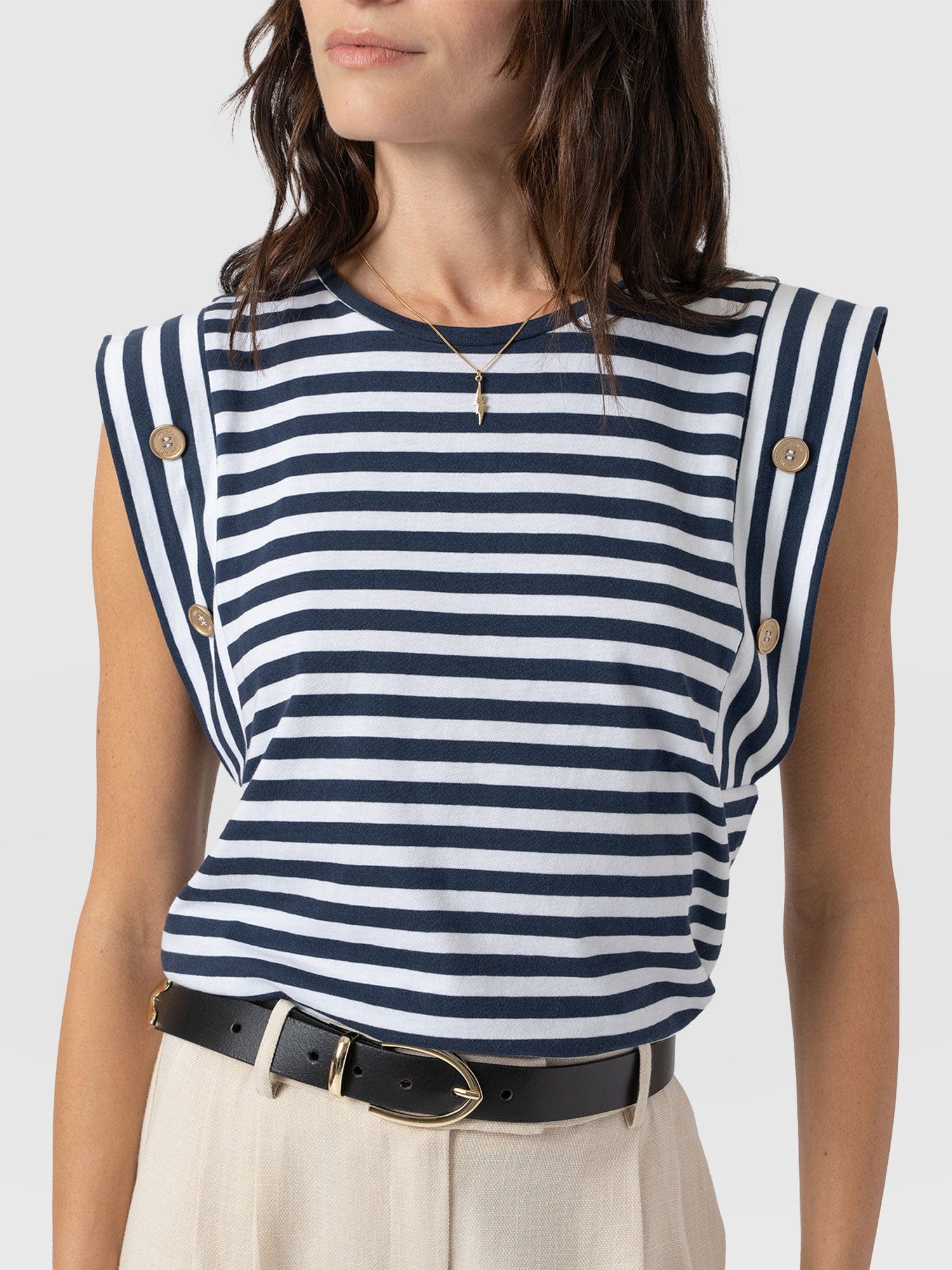 Rowan Tee Navy Stripe - Women's T-Shirts | Saint + Sofia® EU