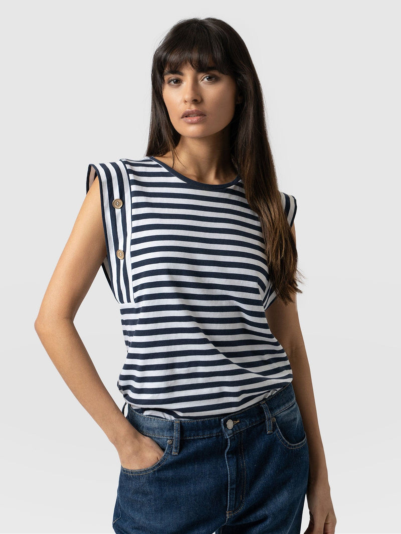 Rowan Tee Navy Stripe - Women's T-Shirts | Saint + Sofia® EU