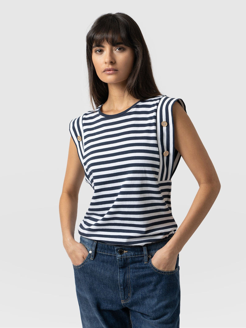 Rowan Tee Navy Stripe - Women's T-Shirts | Saint + Sofia® EU