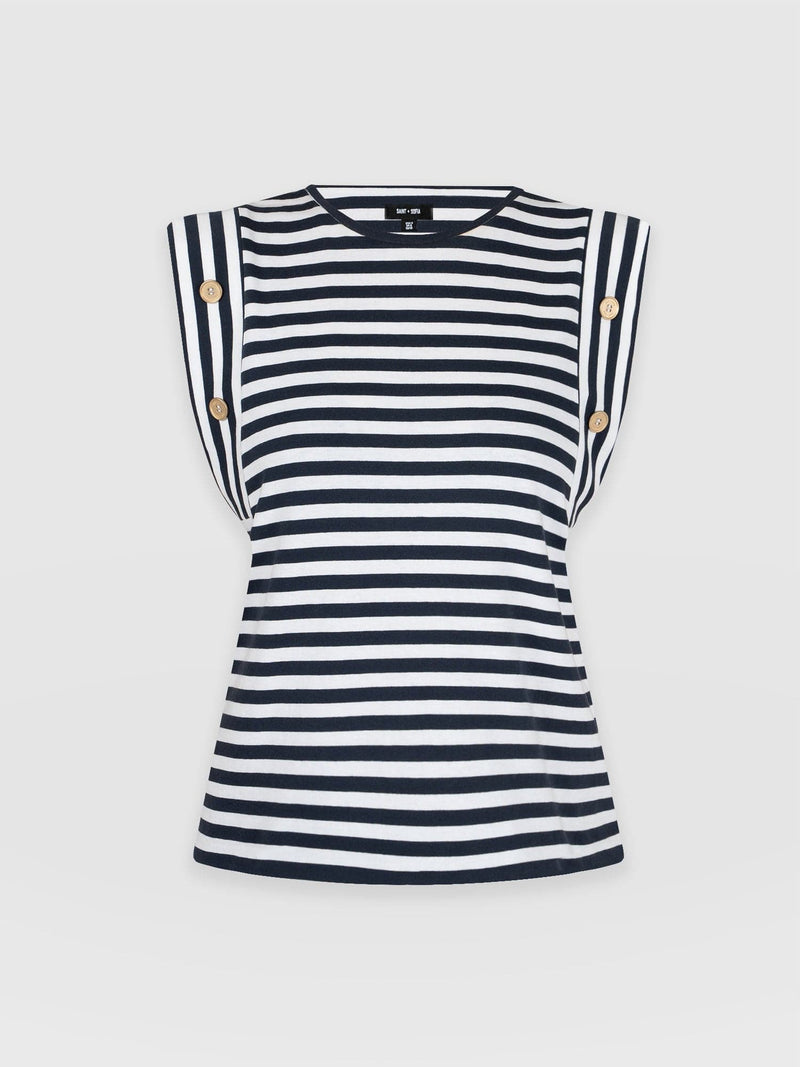 Rowan Tee Navy Stripe - Women's T-Shirts | Saint + Sofia® EU