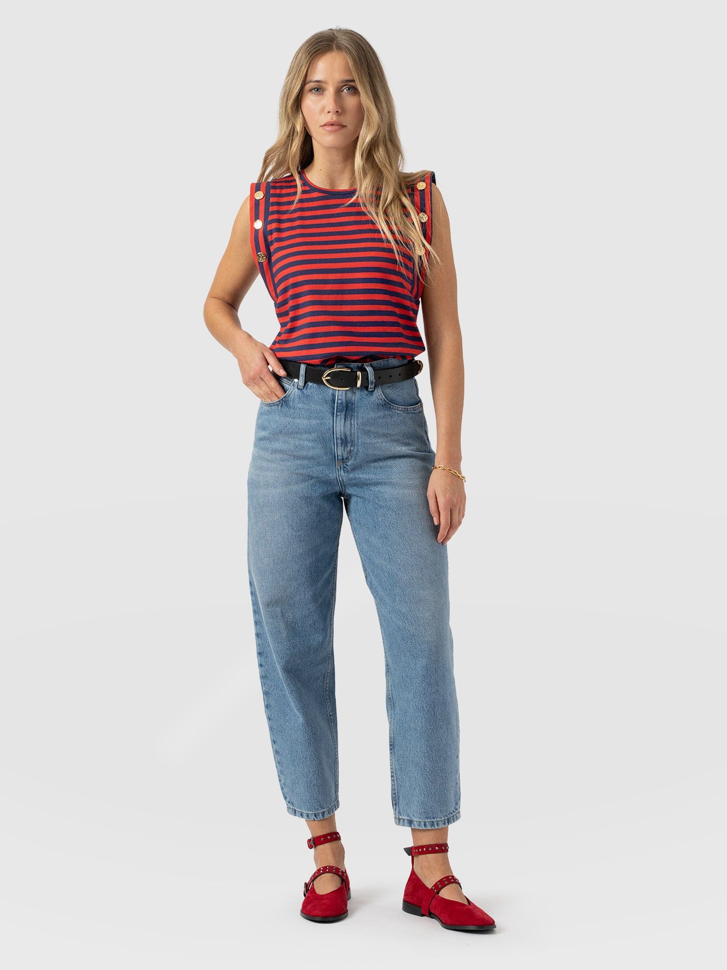 Rowan Tee - Red/Navy Stripe - Women's T-shirts | Saint + Sofia® EU