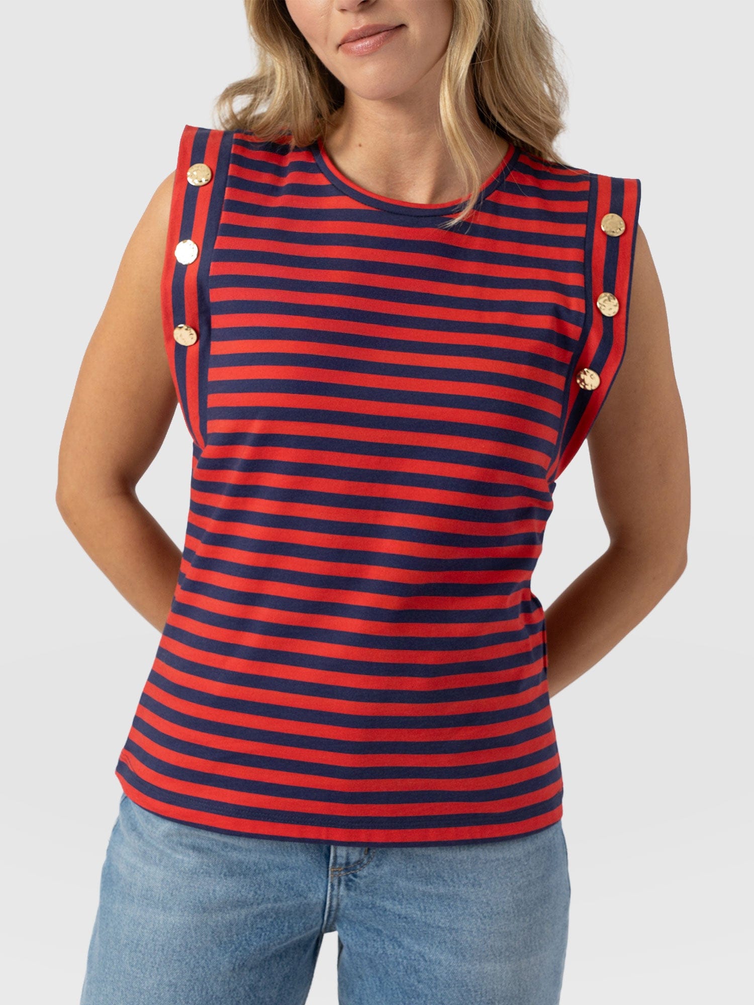 Rowan Tee - Red/Navy Stripe - Women's T-shirts | Saint + Sofia® EU