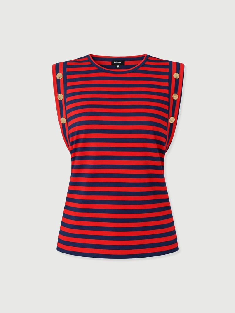 Rowan Tee - Red/Navy Stripe - Women's T-shirts | Saint + Sofia® EU