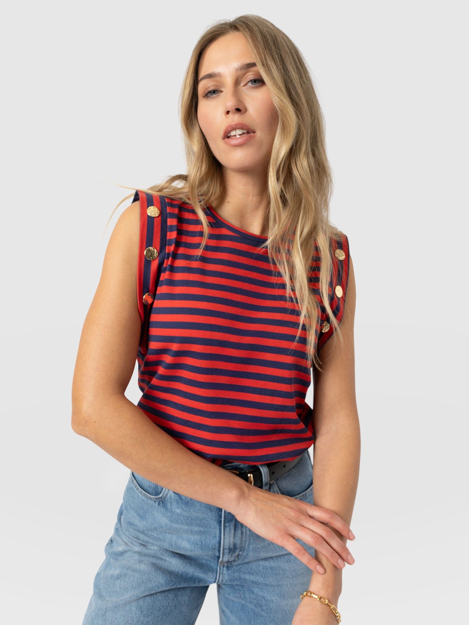 Rowan Tee - Red/Navy Stripe - Women's T-shirts | Saint + Sofia® EU