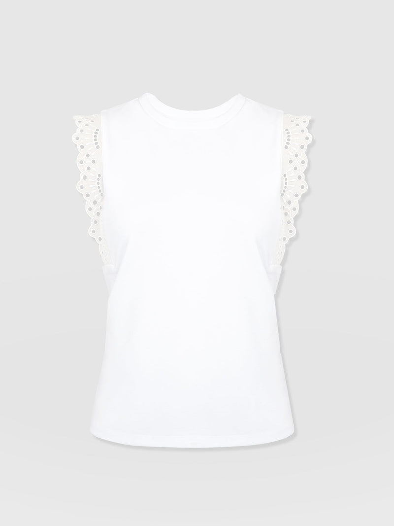 Rowan Tee White Broderie - Women's T-Shirts | Saint + Sofia® EU