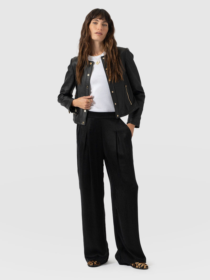 Rowan Wide Leg Pant Black - Women's Trousers | Saint + Sofia® EU