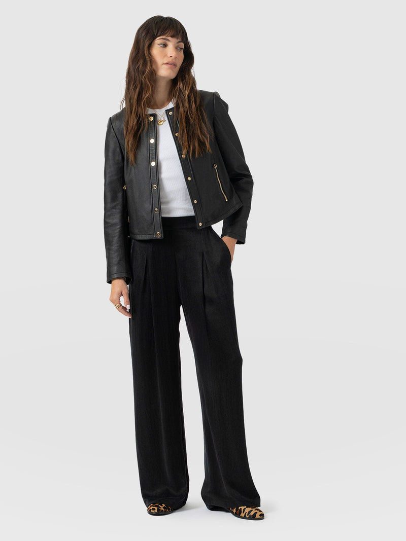 Rowan Wide Leg Pant Black - Women's Trousers | Saint + Sofia® EU