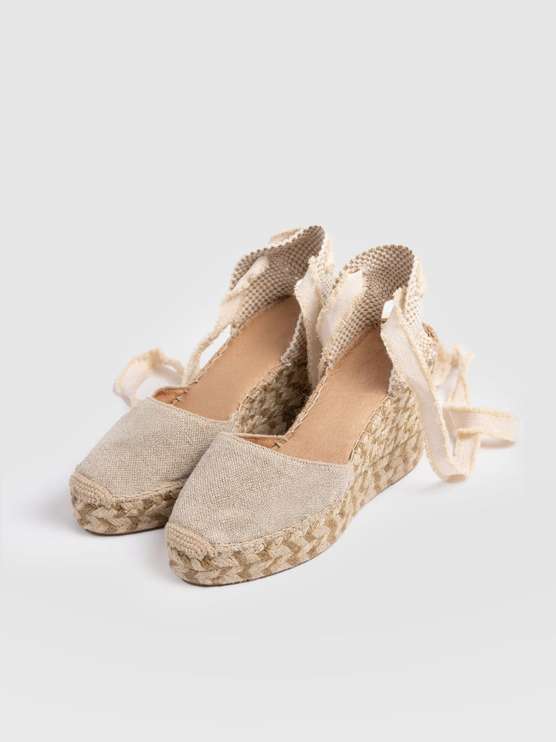 Rowe Espadrille Tie Wedges - Cream - Women's Sandalss | Saint + Sofia® EU