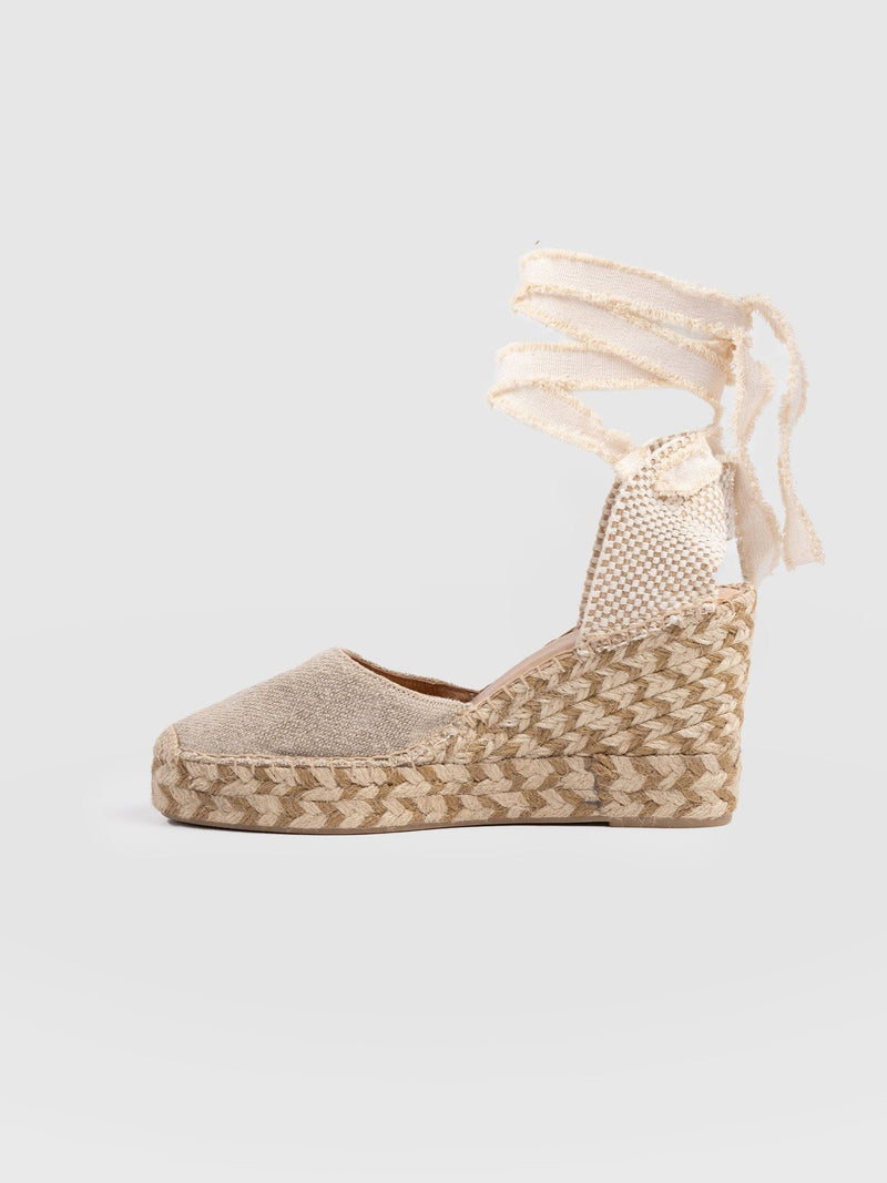 Rowe Espadrille Tie Wedges - Cream - Women's Sandalss | Saint + Sofia® EU