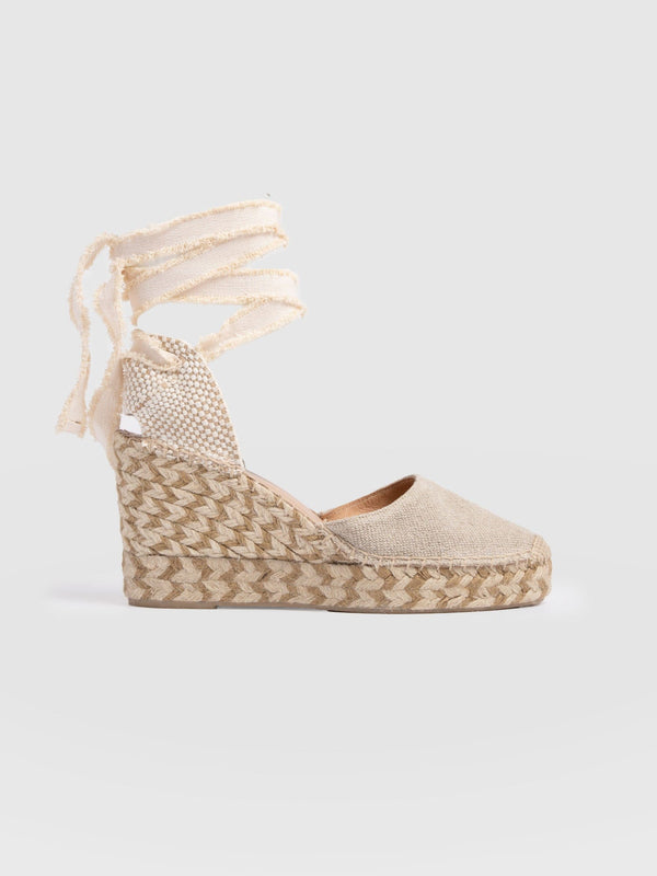 Rowe Espadrille Tie Wedges - Cream - Women's Sandalss | Saint + Sofia® EU