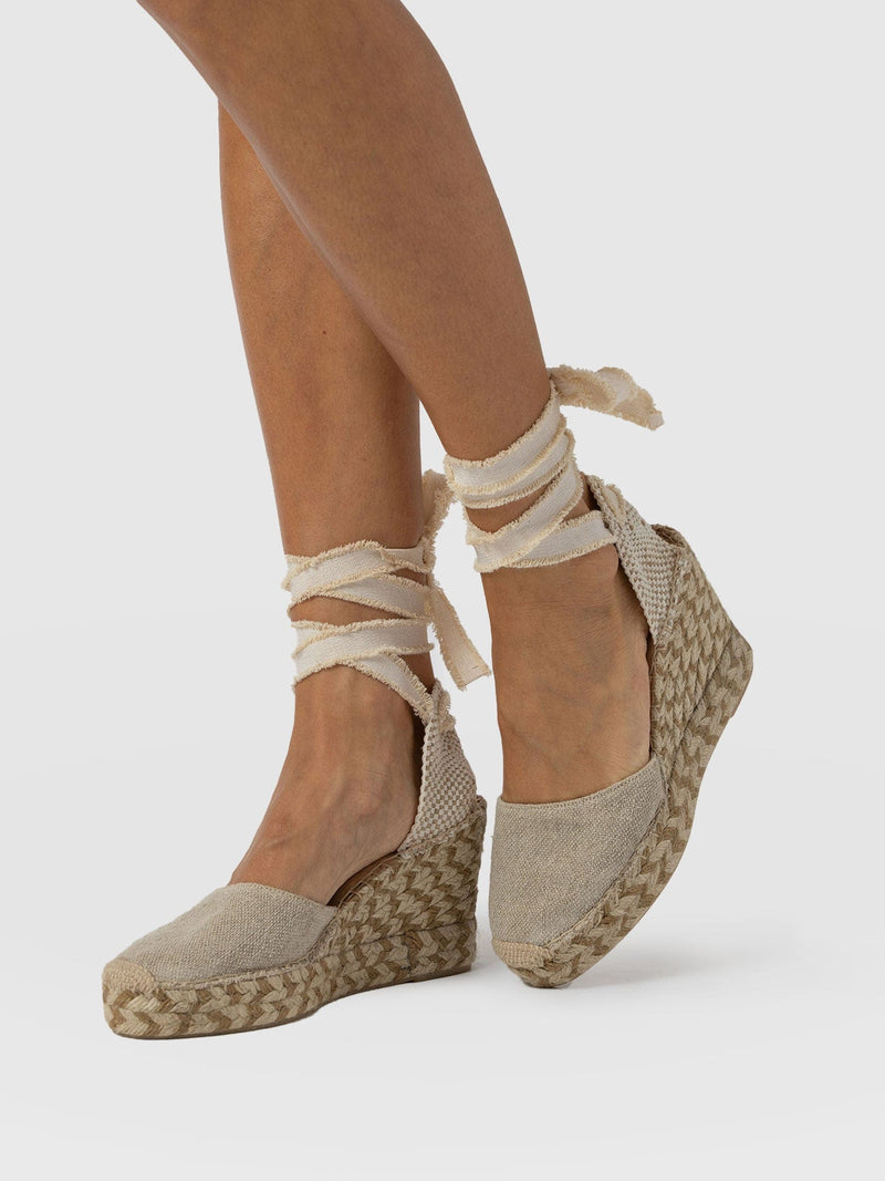 Rowe Espadrille Tie Wedges - Cream - Women's Sandalss | Saint + Sofia® EU