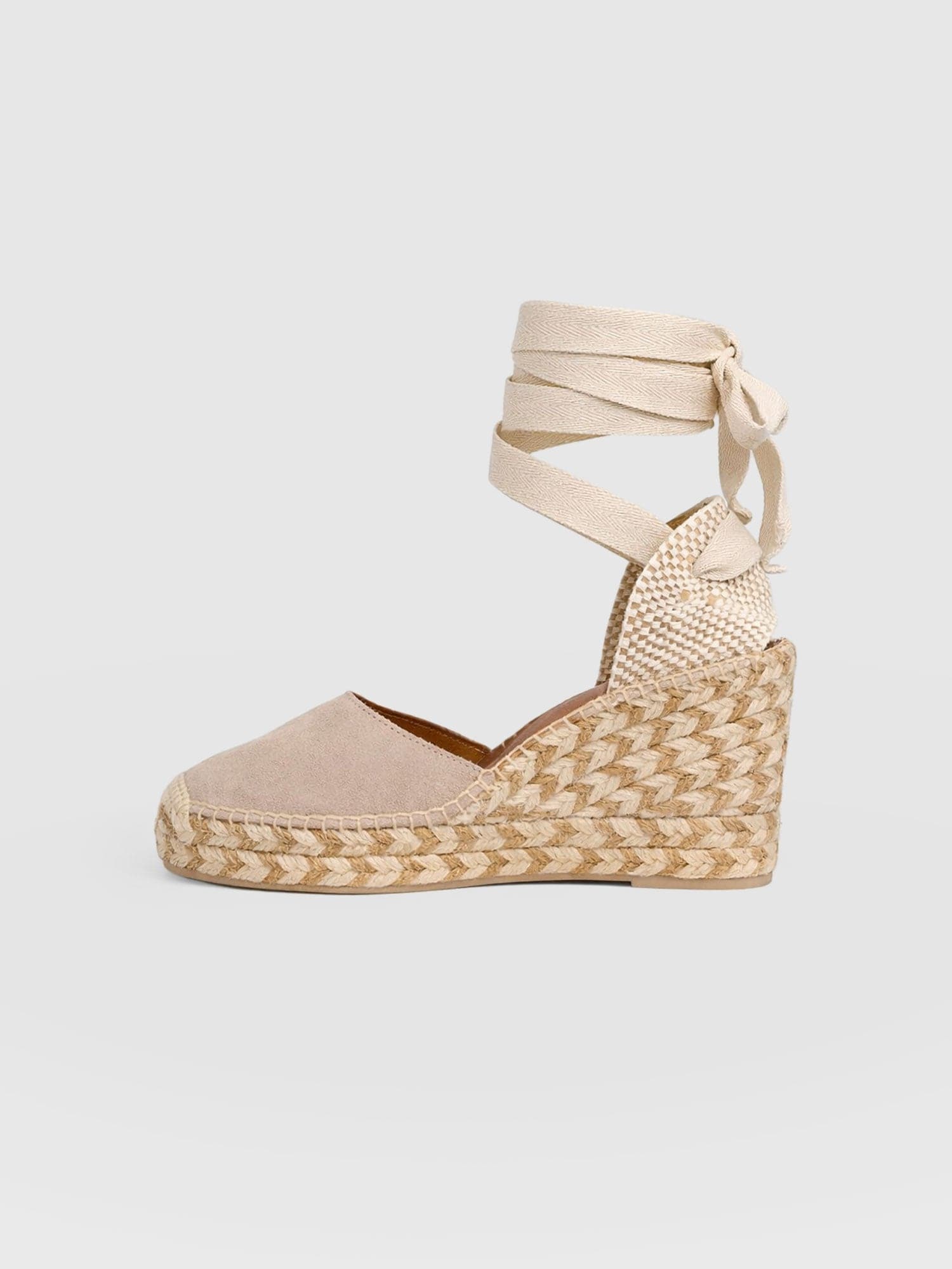 Rowe Espadrille Tie Wedges - Sand Suede - Women's Shoes | Saint + Sofia® EU