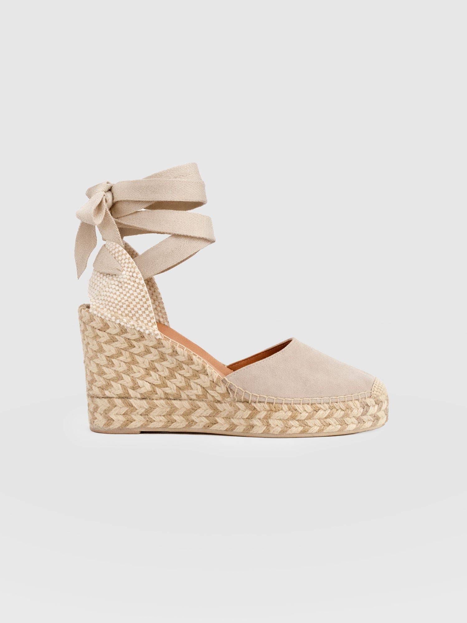 Rowe Espadrille Tie Wedges - Sand Suede - Women's Shoes | Saint + Sofia® EU