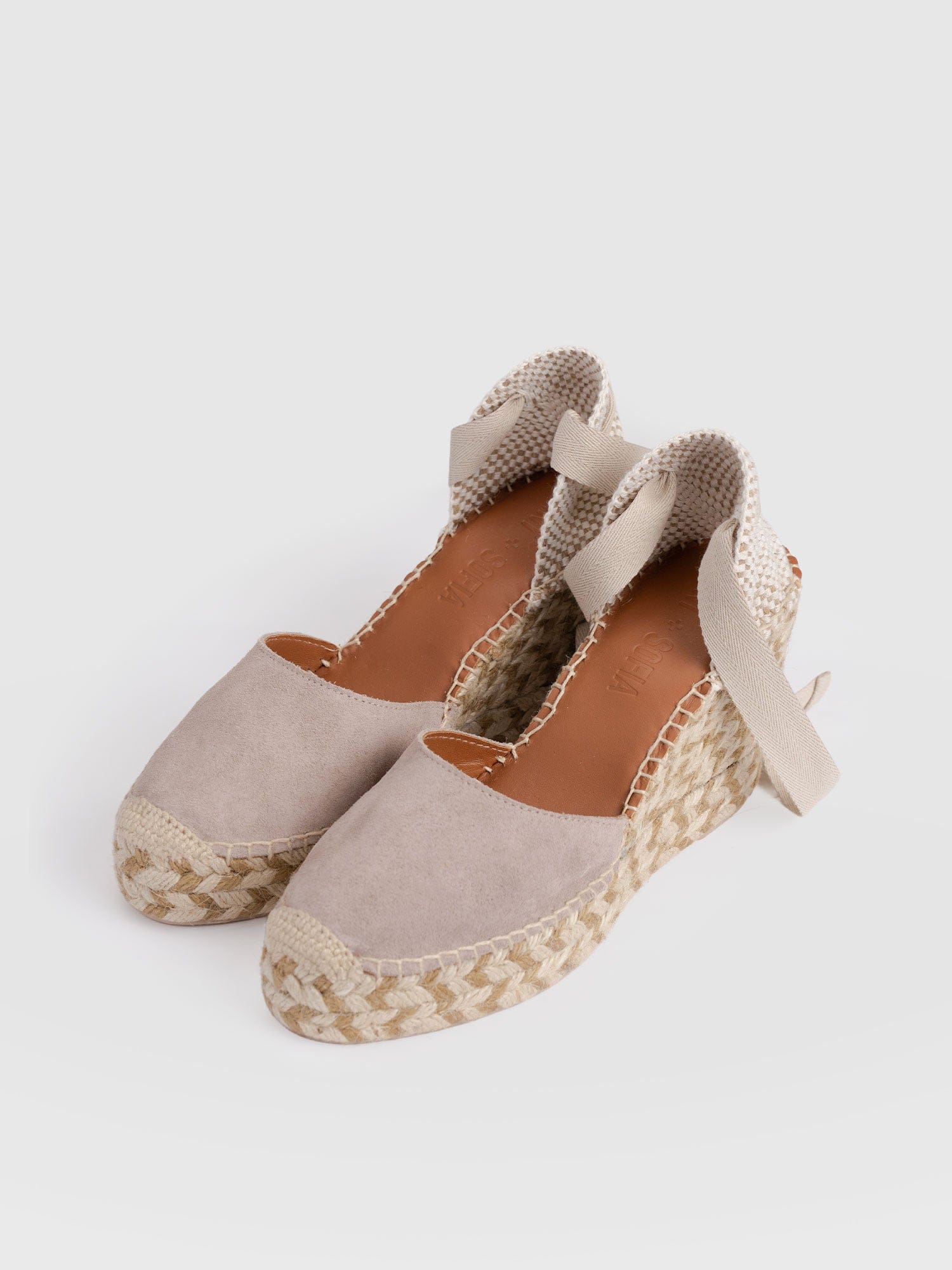 Rowe Espadrille Tie Wedges - Sand Suede - Women's Shoes | Saint + Sofia® EU