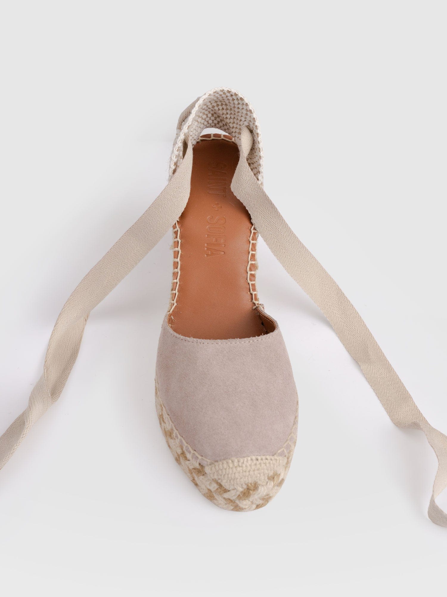 Rowe Espadrille Tie Wedges - Sand Suede - Women's Shoes | Saint + Sofia® EU