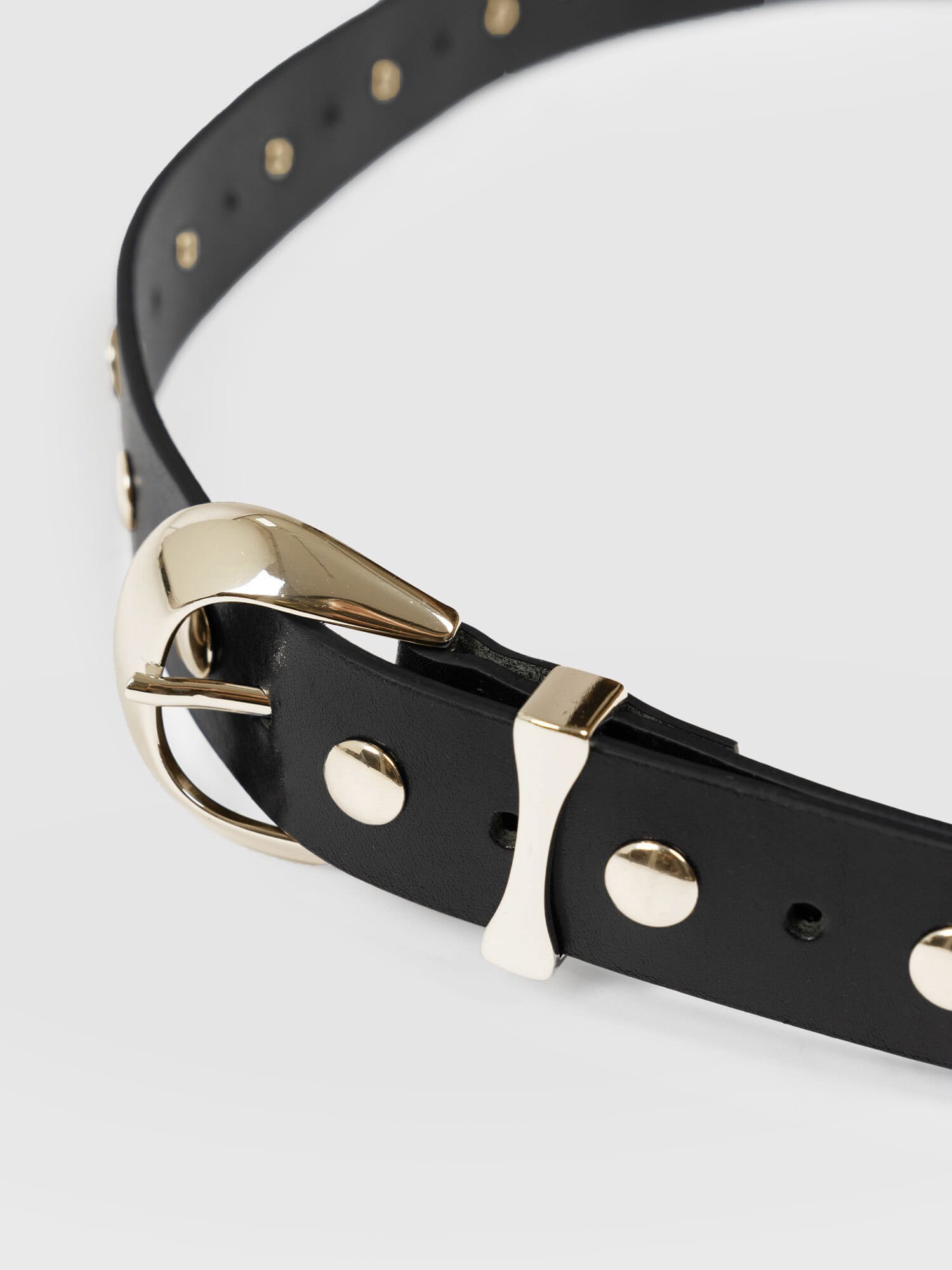 Roxie Studded Belt - Black/Gold - Women's Accessories | Saint + Sofia® EU