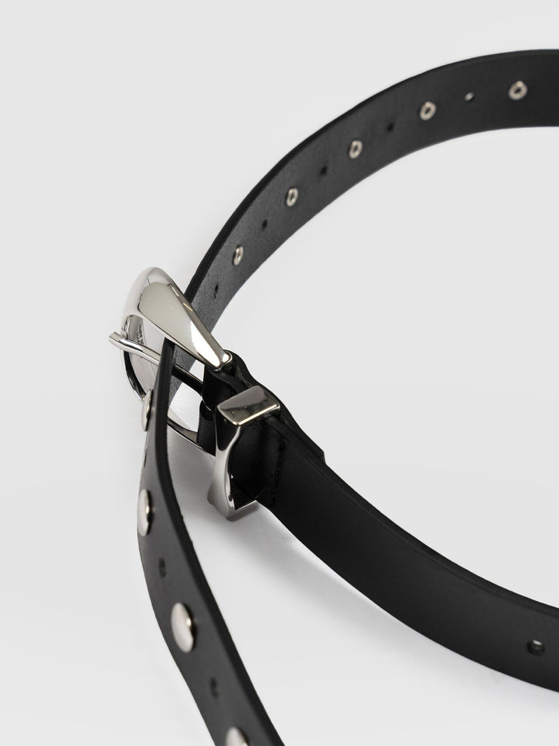 Roxie Studded Belt Black - Leather Belts | Saint + Sofia® EU