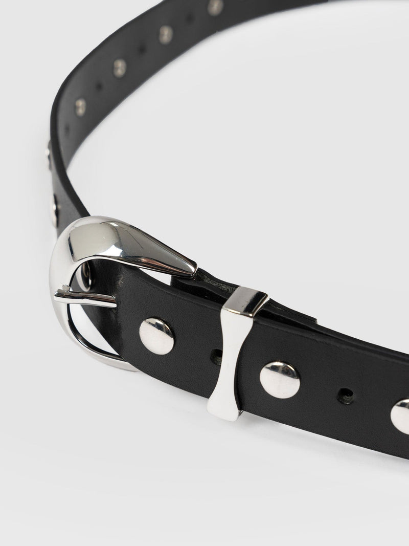 Roxie Studded Belt Black - Leather Belts | Saint + Sofia® EU