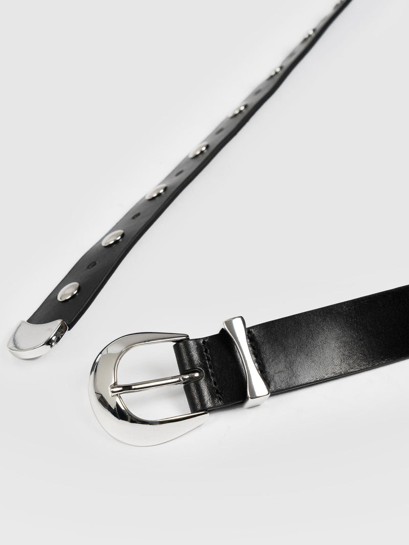 Roxie Studded Belt Black - Leather Belts | Saint + Sofia® EU