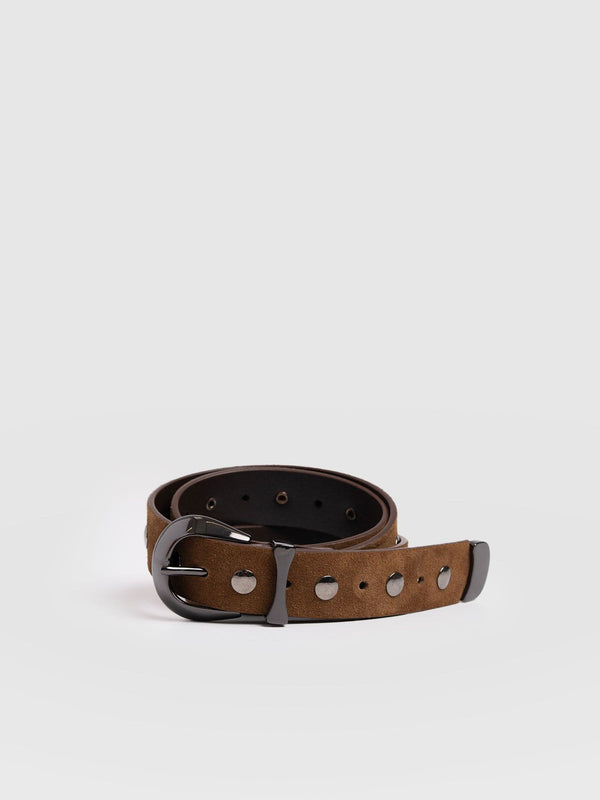 Roxie Studded Belt - Camel - Women's Accessories | Saint + Sofia® EU