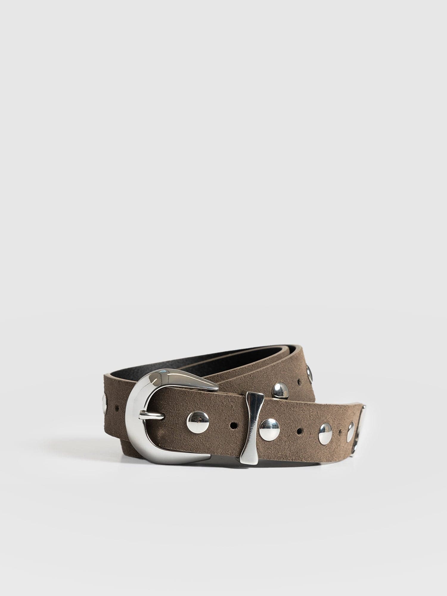 Roxie Studded Belt Taupe - Leather Belts | Saint + Sofia® EU