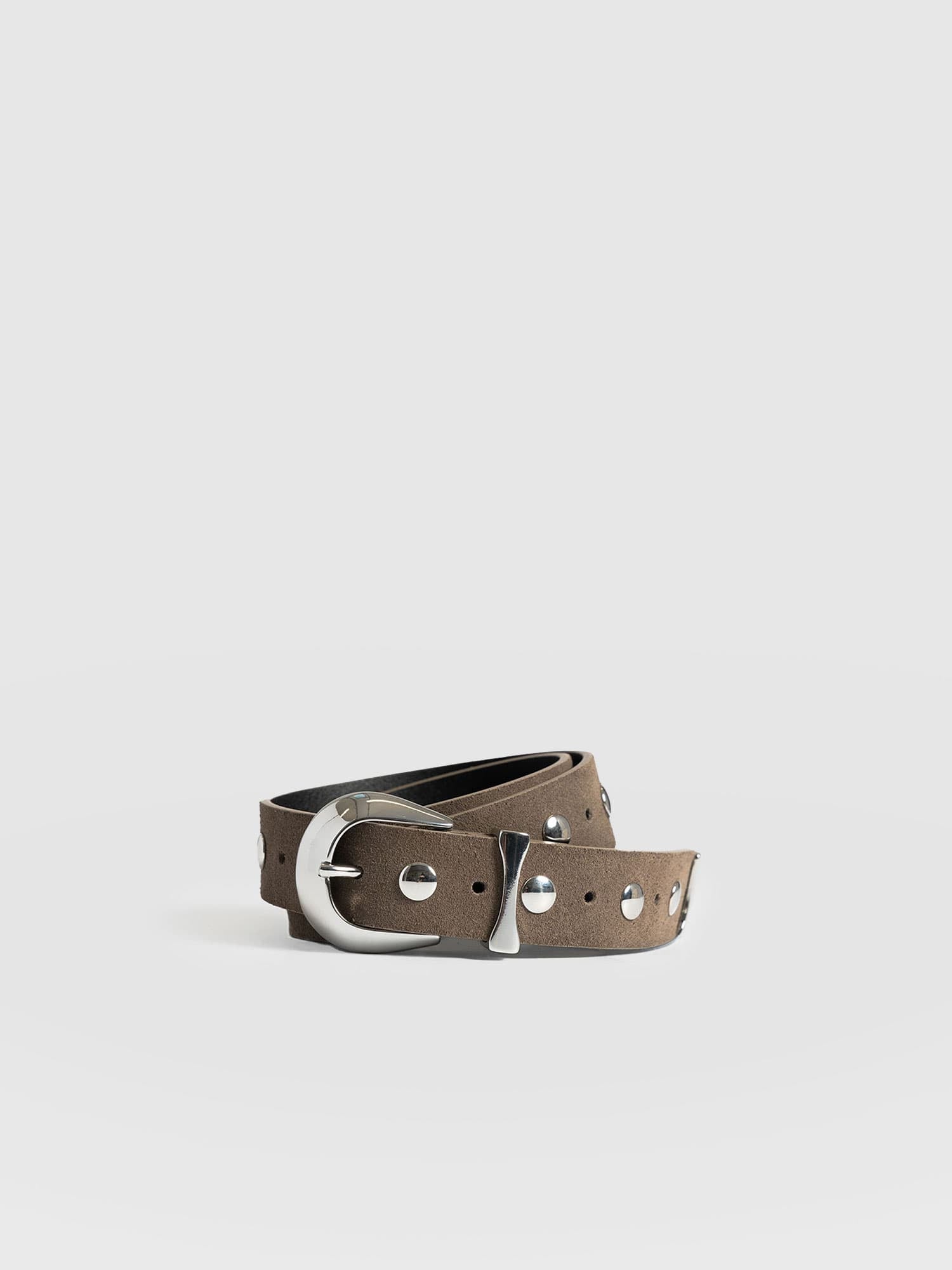 Roxie Studded Belt Taupe - Leather Belts | Saint + Sofia® EU
