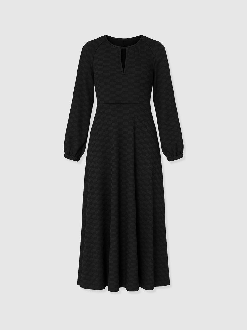Ruby Flare Midi Dress - Black Jacquard - Women's Dresses | Saint + Sofia® EU