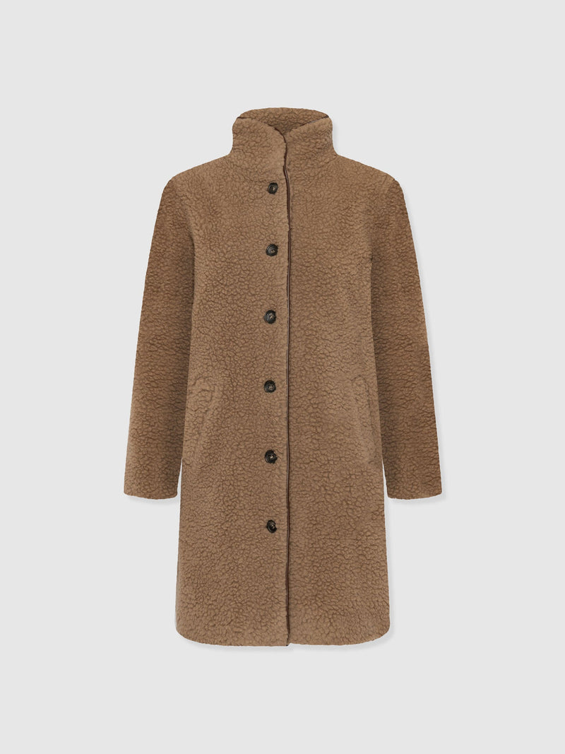 Rumer Teddy Coat - Camel - Women's Outerwears | Saint + Sofia® EU