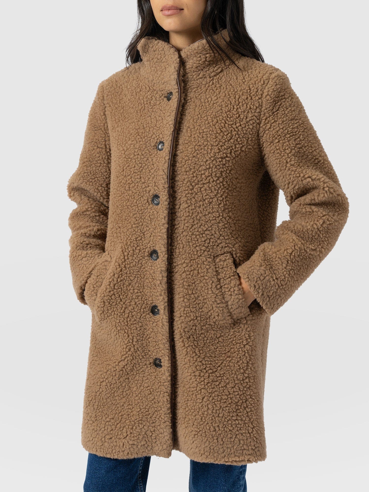 Rumer Teddy Coat - Camel - Women's Outerwears | Saint + Sofia® EU