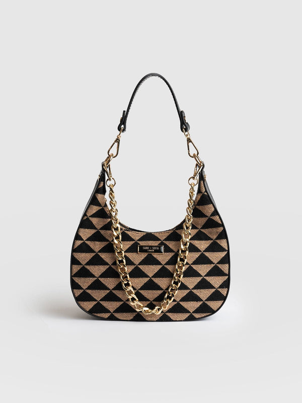 Runway Handbag Brown/Black Pyramid - Women's Bags | Saint + Sofia® EU