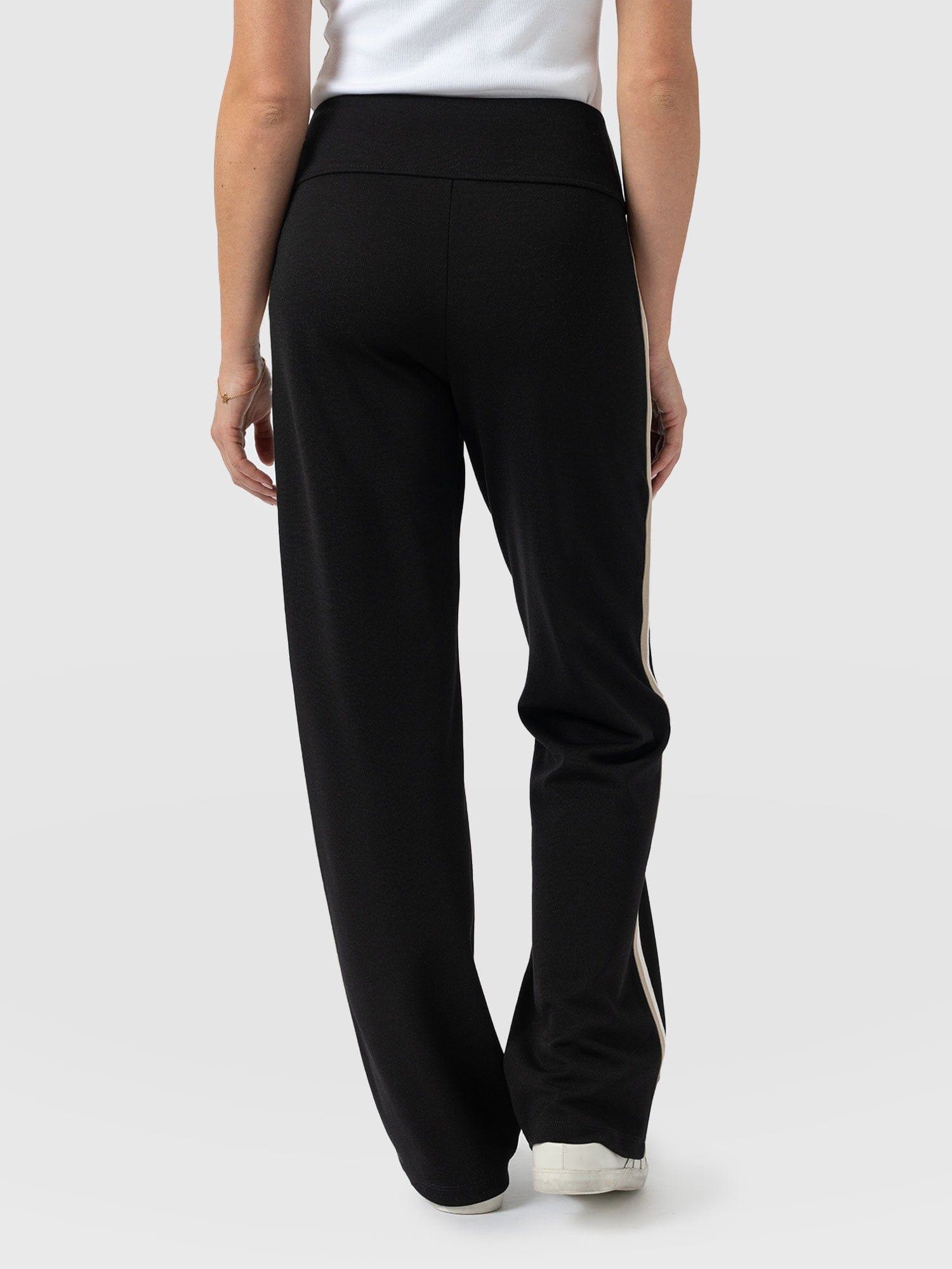 Runway Pant - Black - Cream/Beige Stripe - Women's Trousers | Saint + Sofia® EU