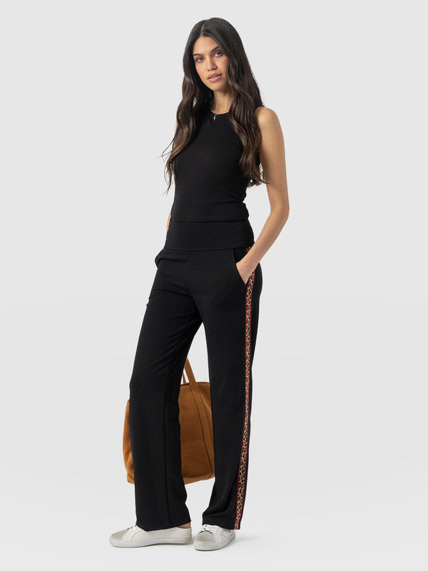 Runway Pant Black Leopard - Women's Trousers | Saint + Sofia® EU
