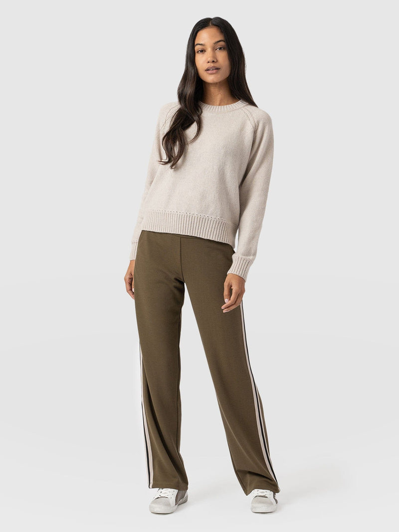 Runway Pant Bottle Khaki with Cream Stripe - Women's Trousers | Saint + Sofia® EU