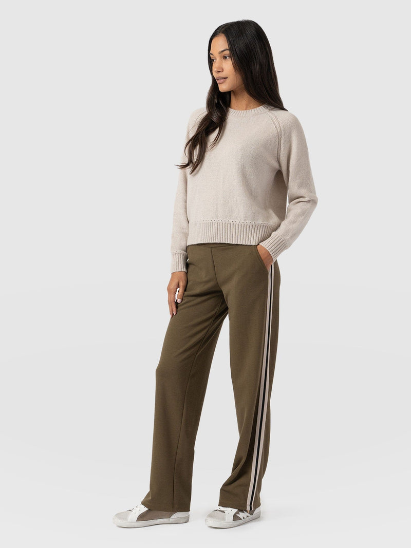 Runway Pant Bottle Khaki with Cream Stripe - Women's Trousers | Saint + Sofia® EU