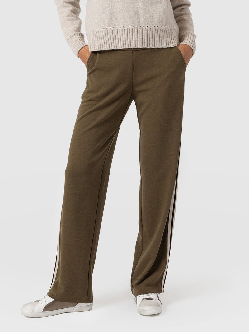 Runway Pant Bottle Khaki with Cream Stripe - Women's Trousers | Saint + Sofia® EU