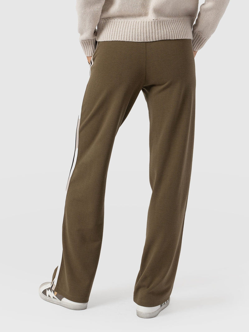 Runway Pant Bottle Khaki with Cream Stripe - Women's Trousers | Saint + Sofia® EU