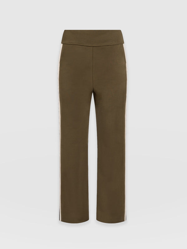 Runway Pant Bottle Khaki with Cream Stripe - Women's Trousers | Saint + Sofia® EU