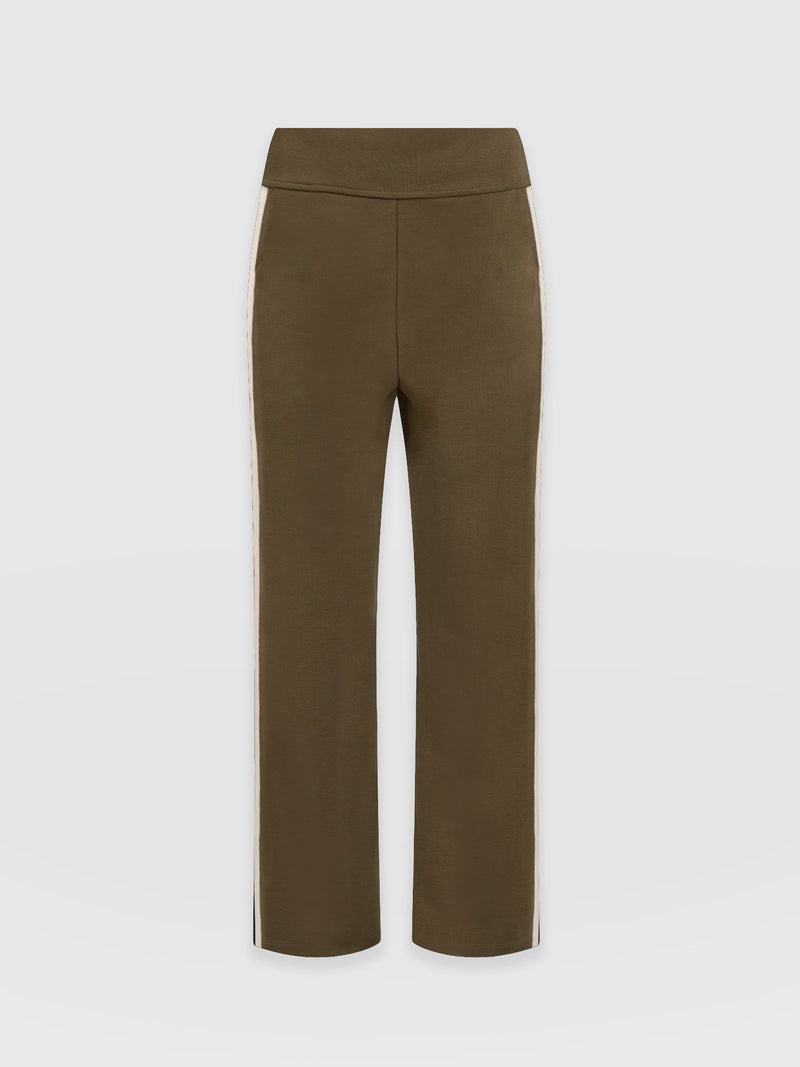 Runway Pant Bottle Khaki with Cream Stripe - Women's Trousers | Saint + Sofia® EU