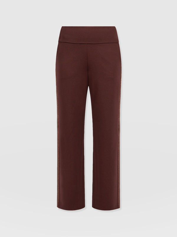 Runway Pant Bottle Maroon with Bronze Stripe - Women's Trousers | Saint + Sofia® EU