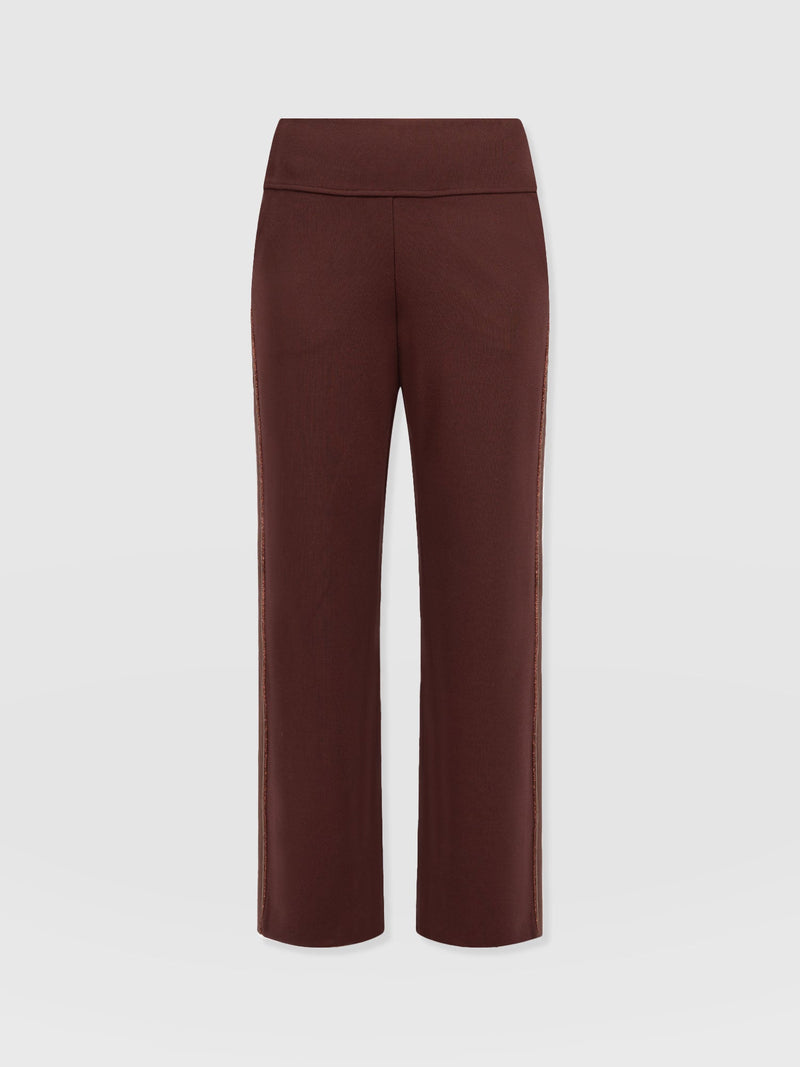 Runway Pant Bottle Maroon with Bronze Stripe - Women's Trousers | Saint + Sofia® EU