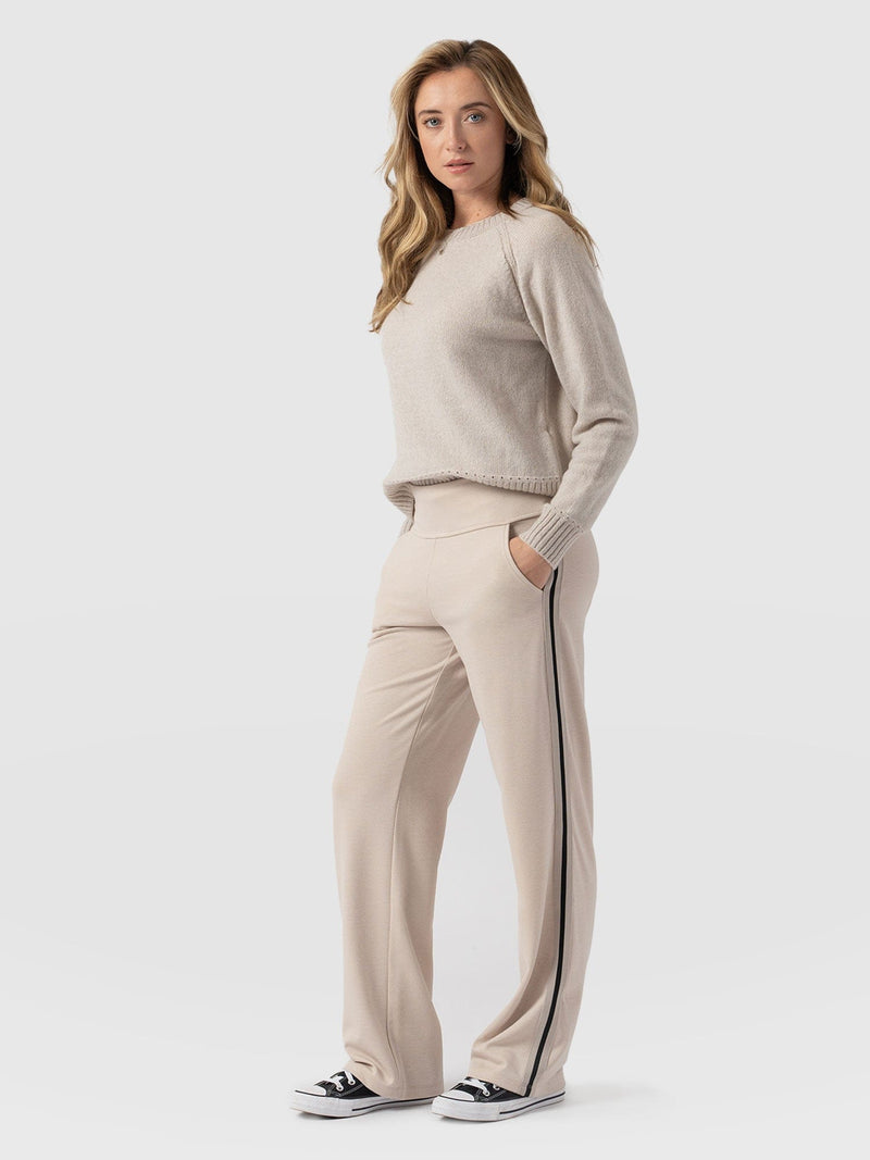 Runway Pant - Light Beige - Black/Cream Stripe - Women's Trousers | Saint + Sofia® EU