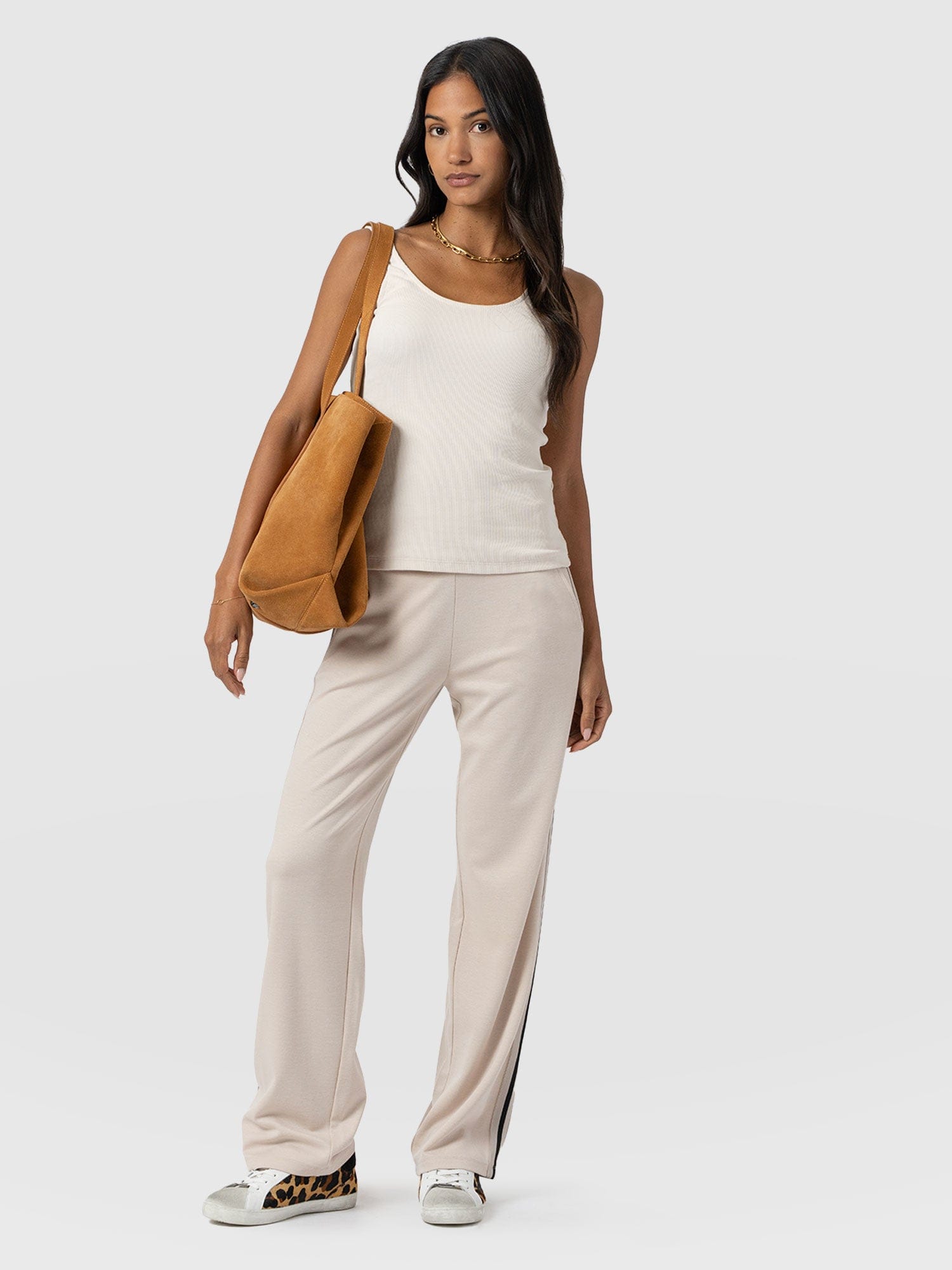 Runway Pant - Light Beige - Black/Cream Stripe - Women's Trousers | Saint + Sofia® EU