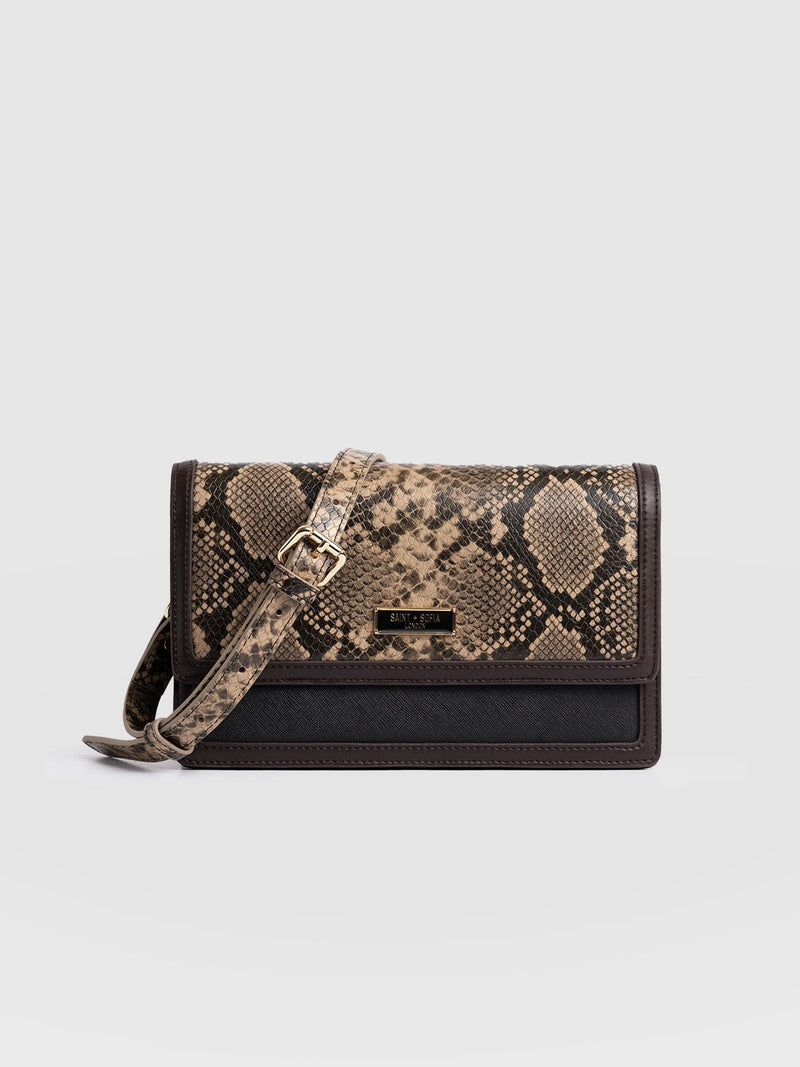 Rylee Cross Body Bag Brown Snake - Women's Cross-body Bag | Saint + Sofia® EU