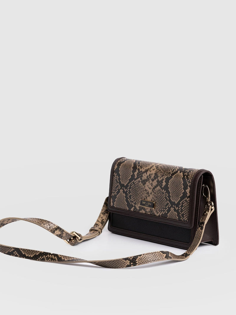 Rylee Cross Body Bag Brown Snake - Women's Cross-body Bag | Saint + Sofia® EU