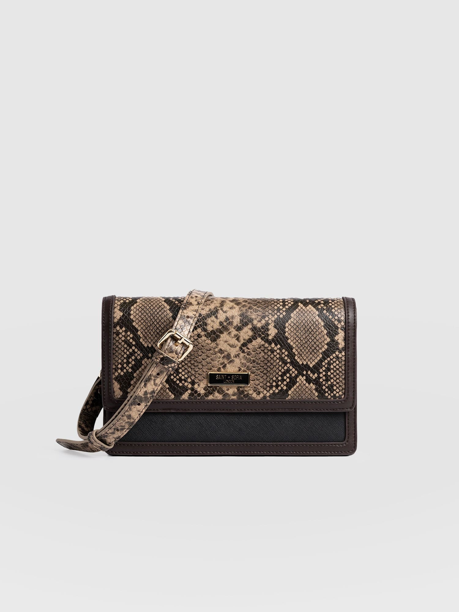 Rylee Cross Body Bag Brown Snake - Women's Cross-body Bag | Saint + Sofia® EU