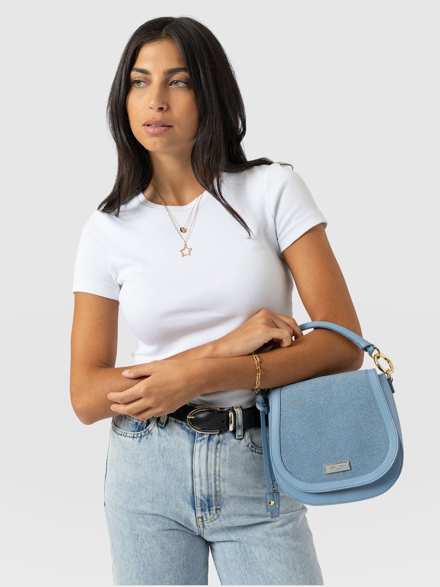 Saddle Bag - Denim - Women's Handbags | Saint + Sofia® EU